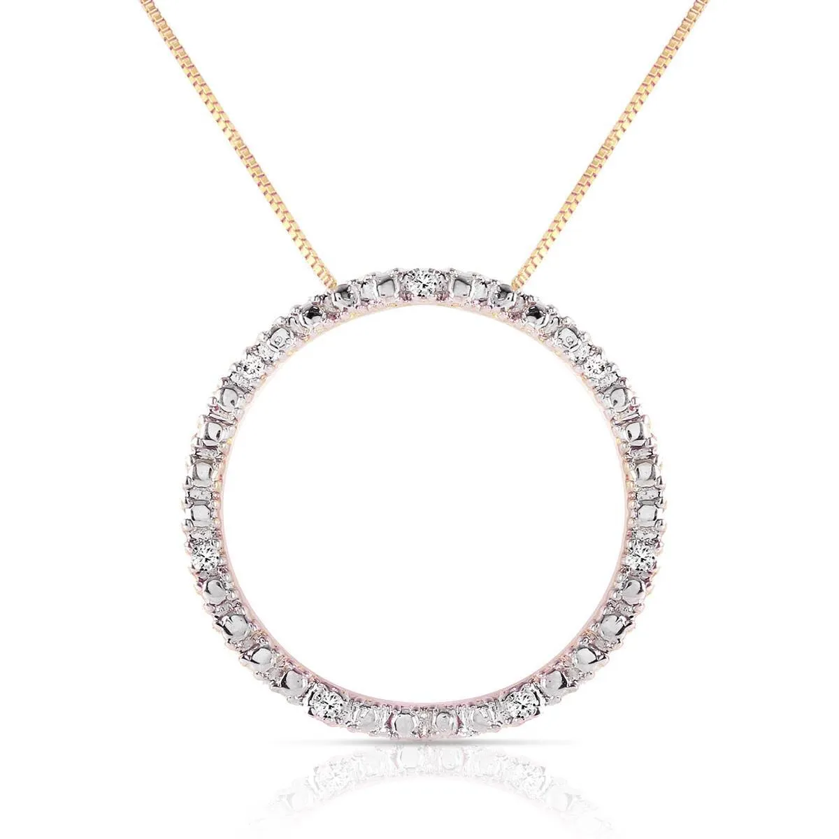 0.1 Carat 14K Solid Yellow Gold Eternity Diamond Necklace