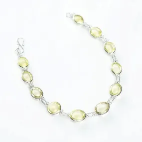 13ctw Natural Untreated Yellow Citrine Link Tennis Bracelet