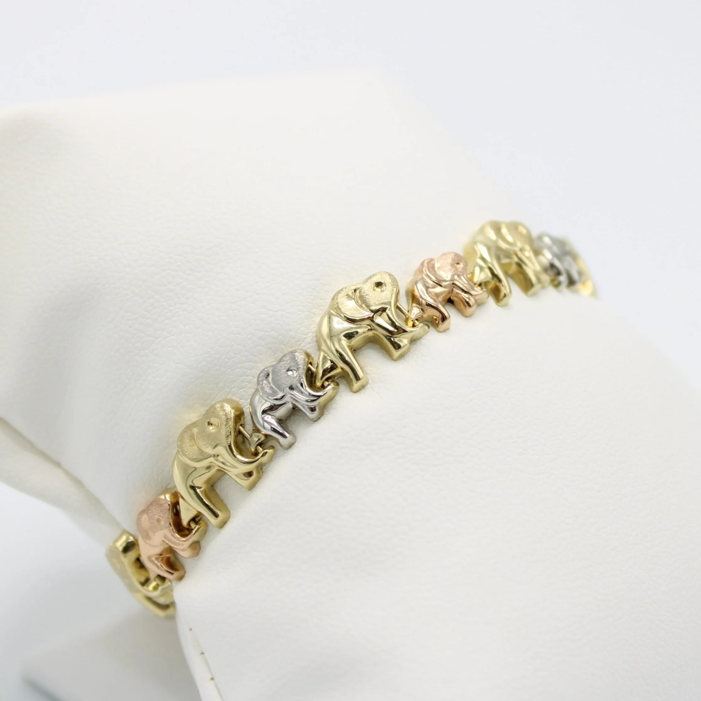 14K Elephan Bangle (Yellow-Rose-White) Gold