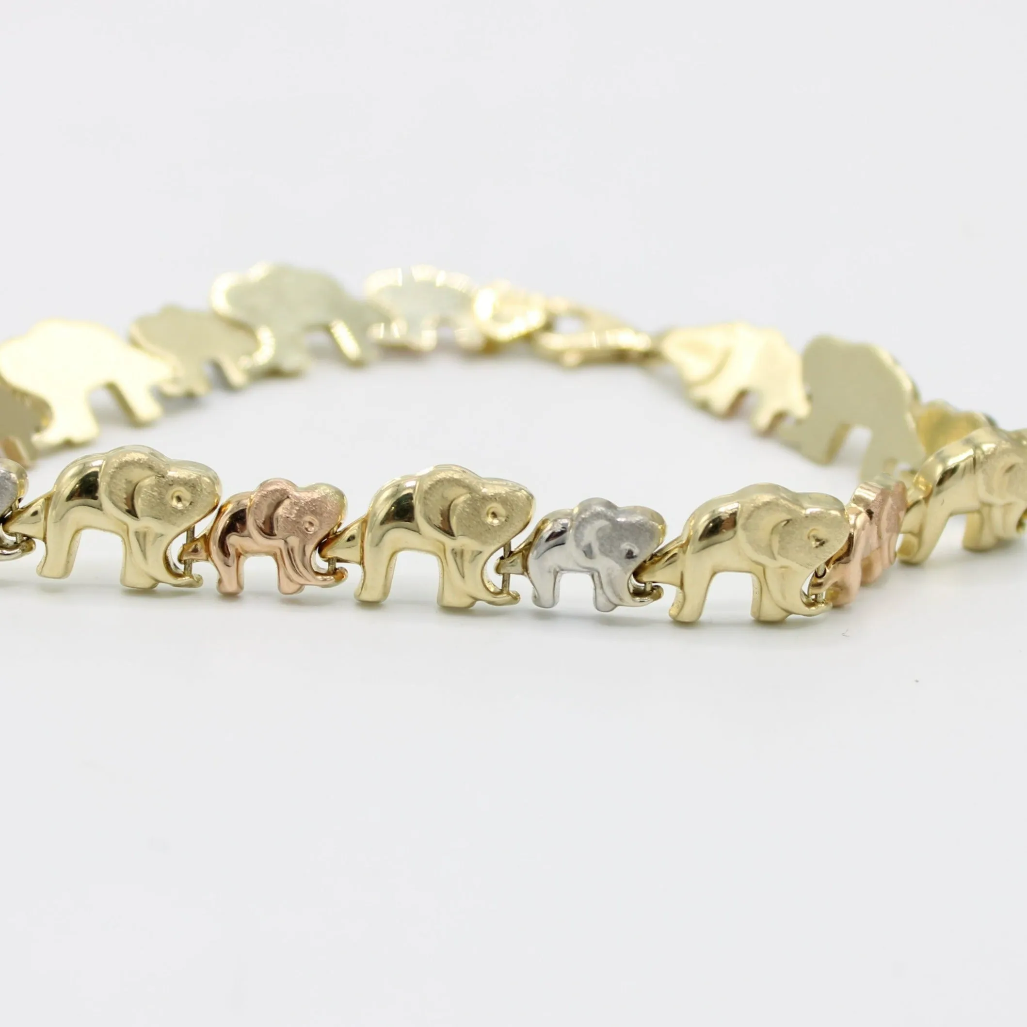14K Elephan Bangle (Yellow-Rose-White) Gold