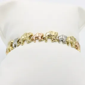 14K Elephan Bangle (Yellow-Rose-White) Gold