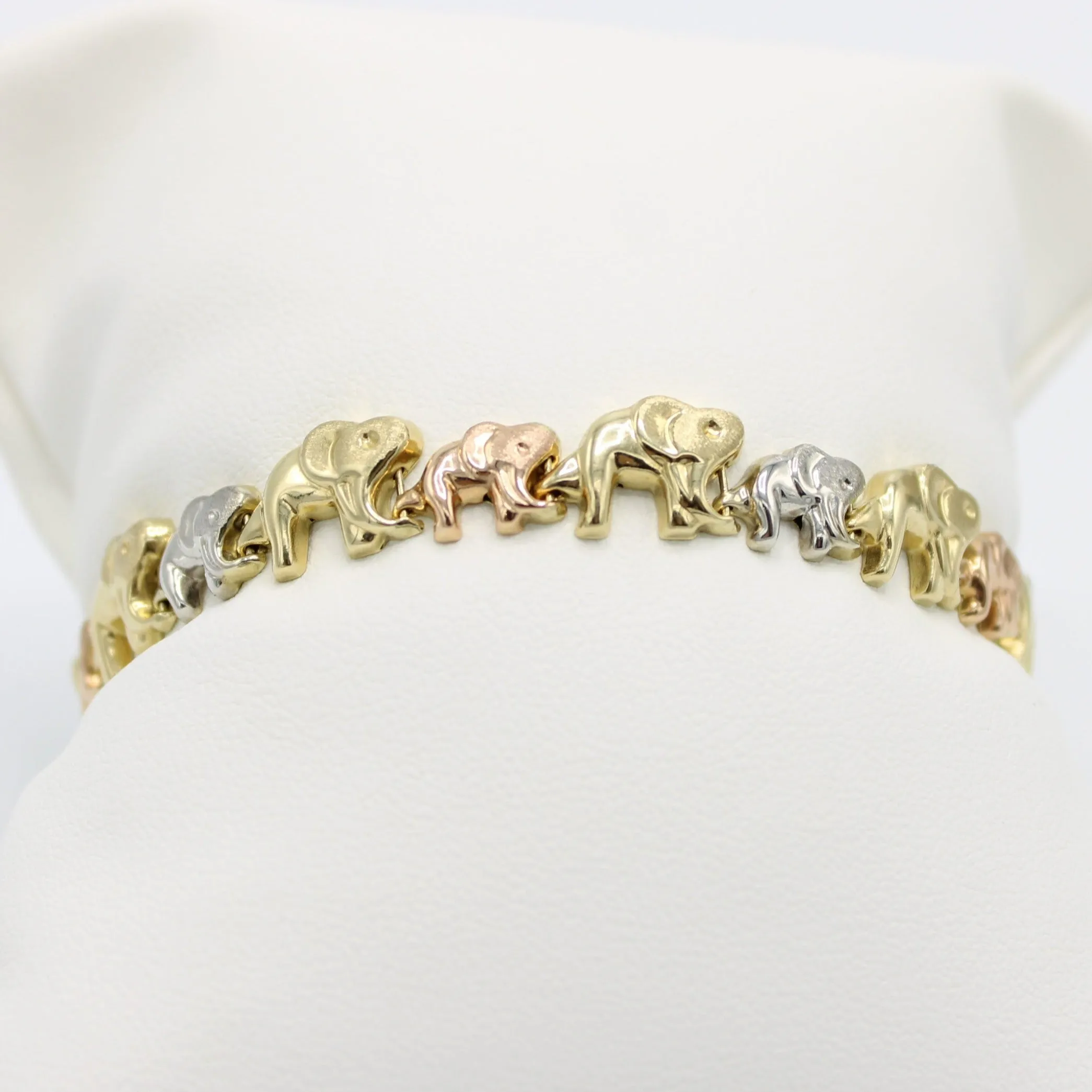 14K Elephan Bangle (Yellow-Rose-White) Gold