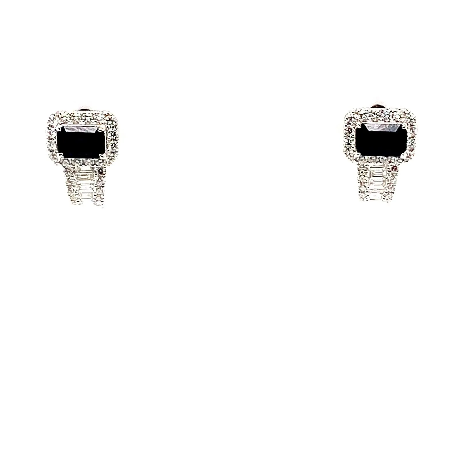 Emerald Cut Sapphire Diamond Earrings