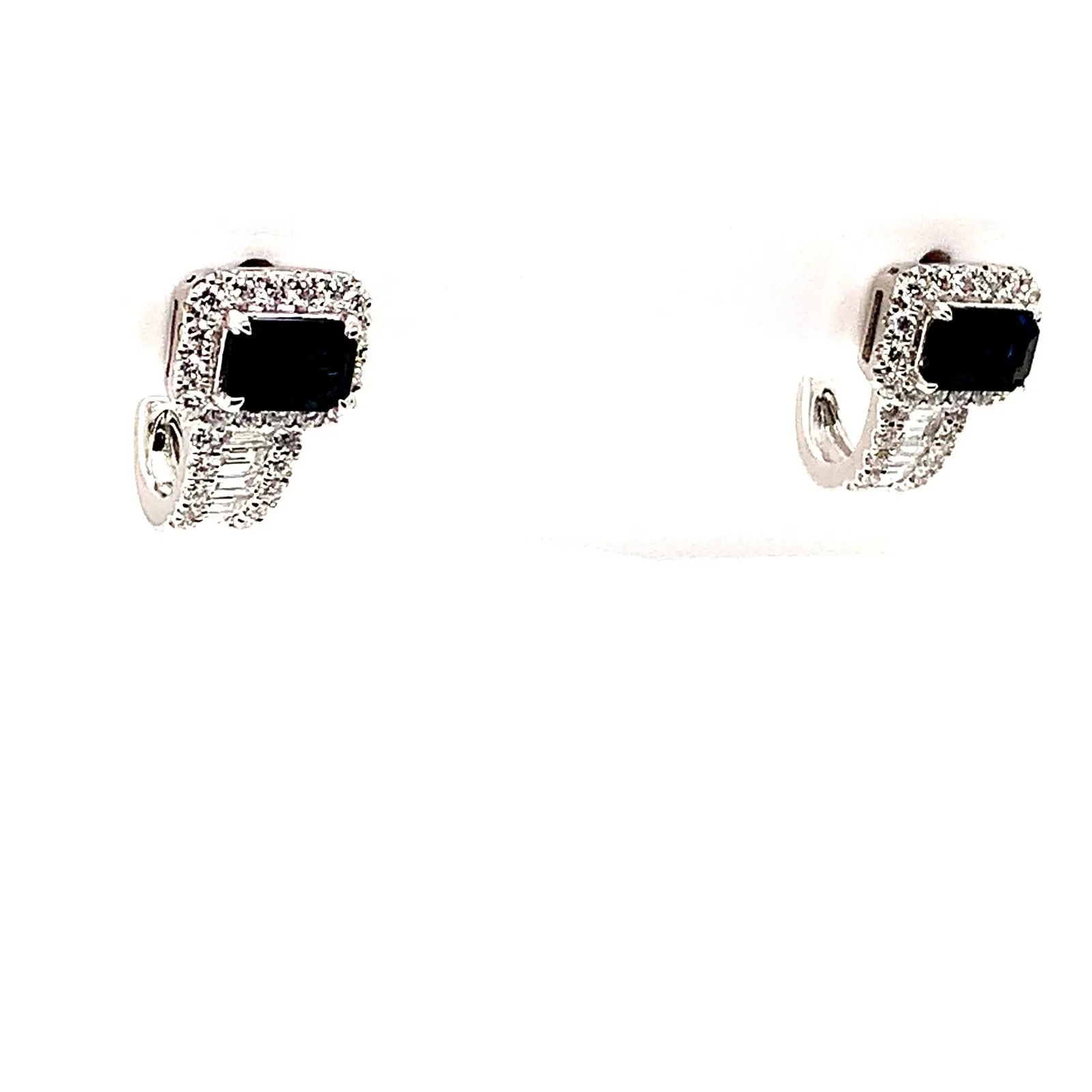 Emerald Cut Sapphire Diamond Earrings