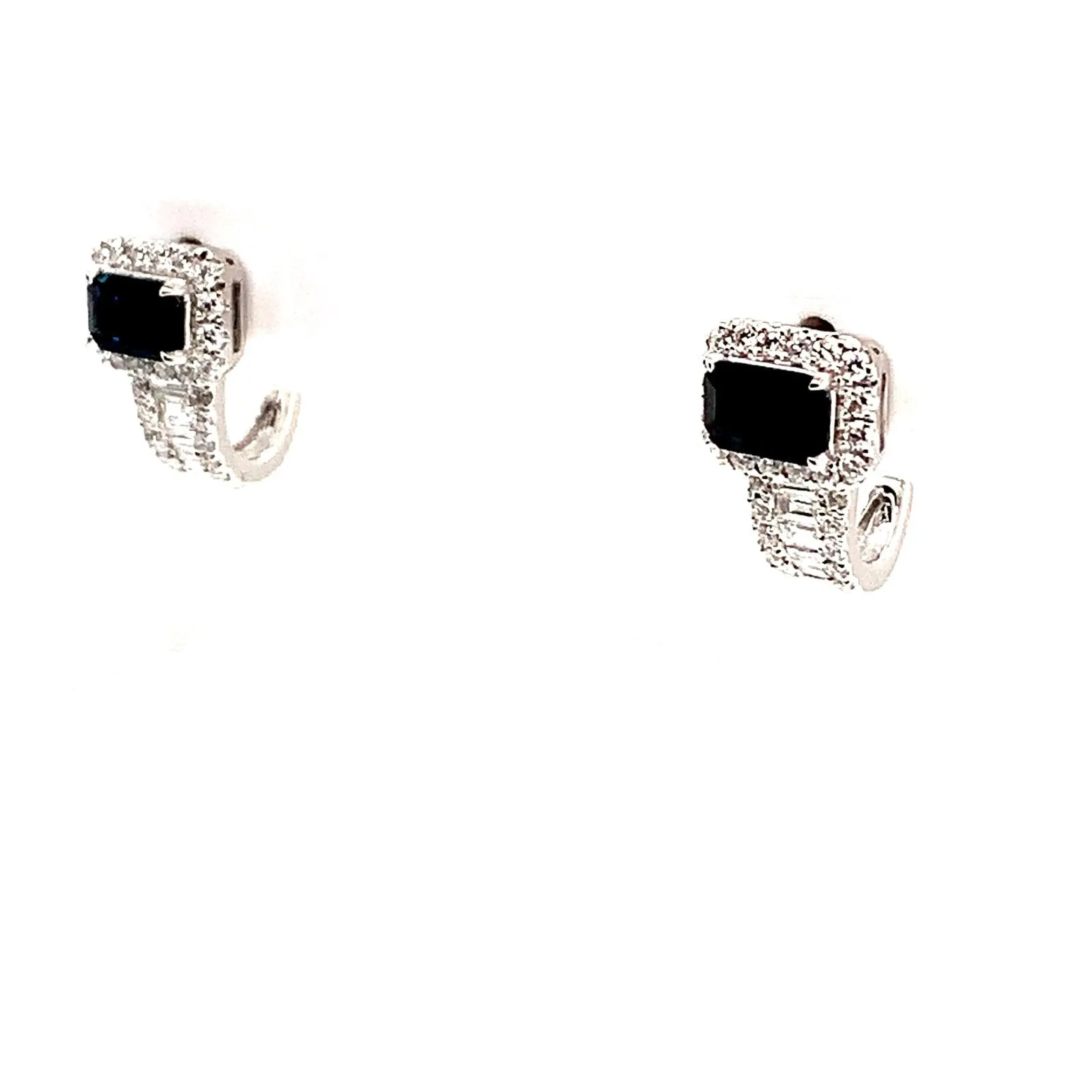 Emerald Cut Sapphire Diamond Earrings