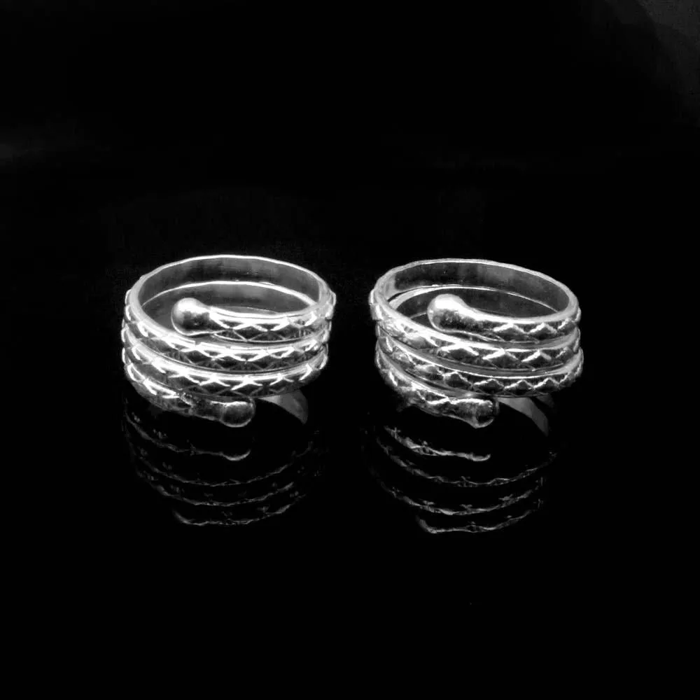 Ethnic Style Real 925 Silver Indian Women Toe Ring Pair