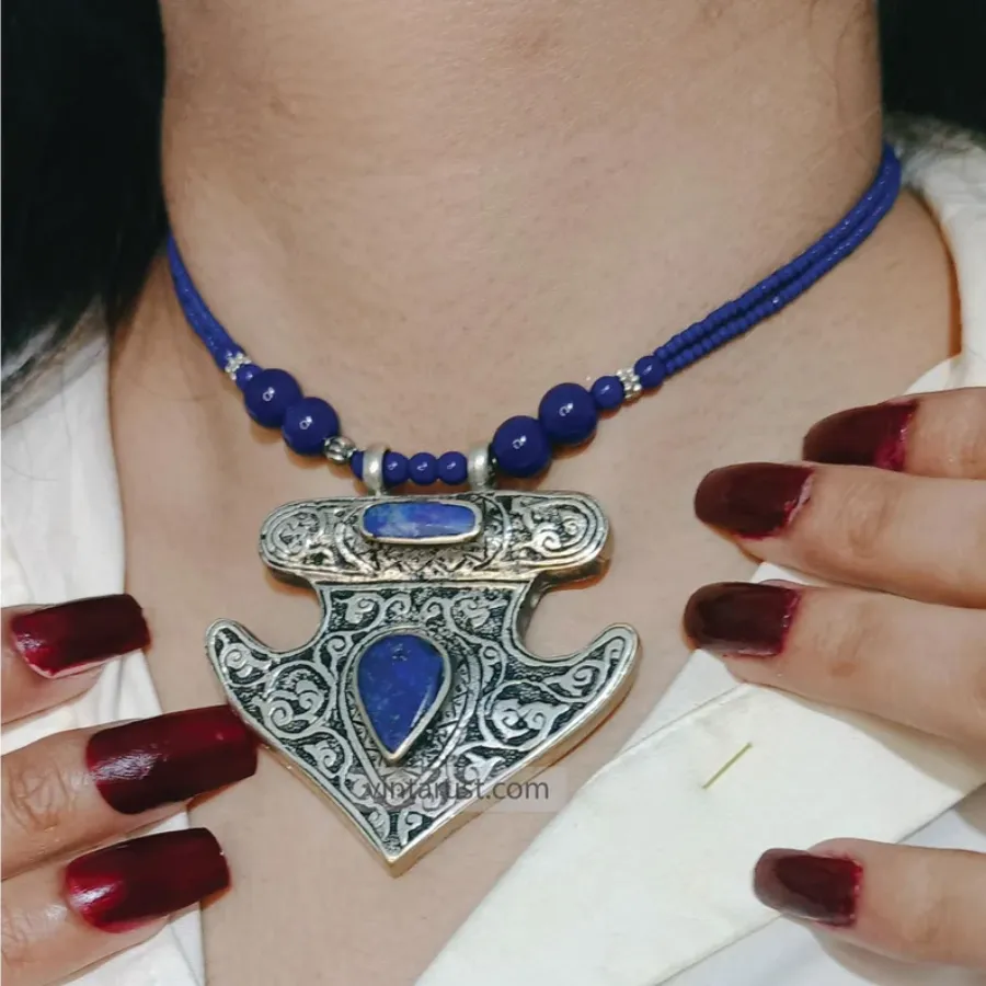 Handmade Tribal Chain Lapis Lazuli Necklace