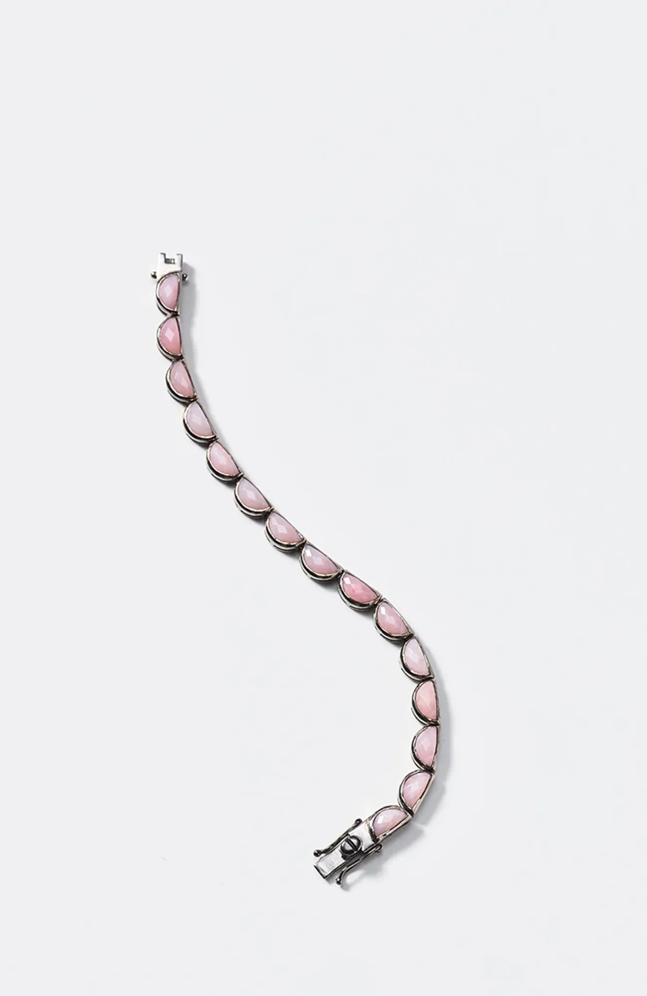 Large Scallop Tennis Bracelet Pink Opal