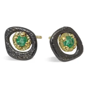 SALE! Emerald Pebble Stud Earrings by Rona Fisher