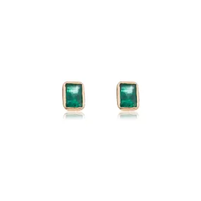 Zoya Emerald Bezel Set Studs, 14K