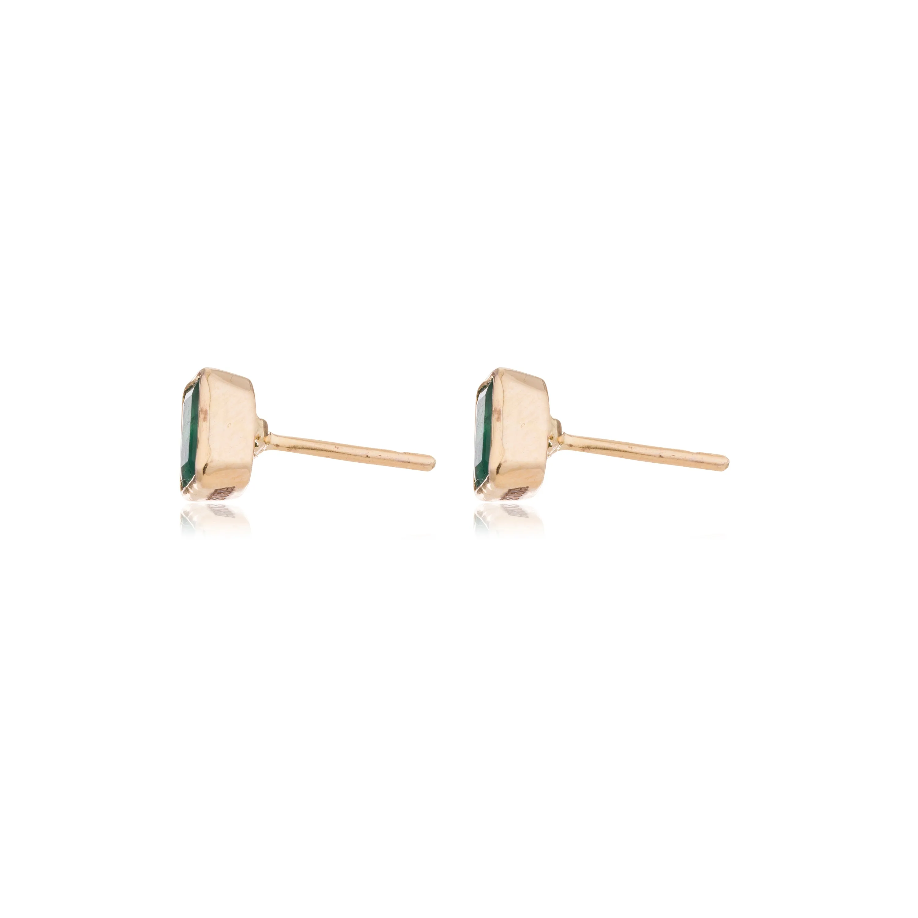 Zoya Emerald Bezel Set Studs, 14K